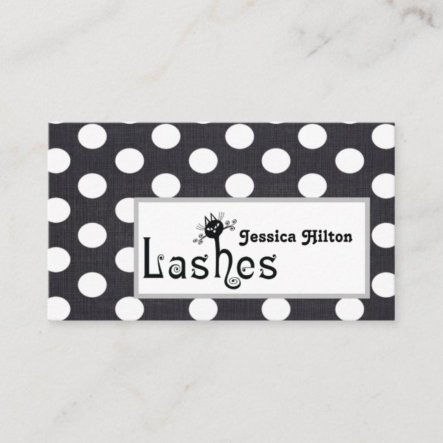 Carte De Visite Logo des cils de chat pois professionnels (Devant)
