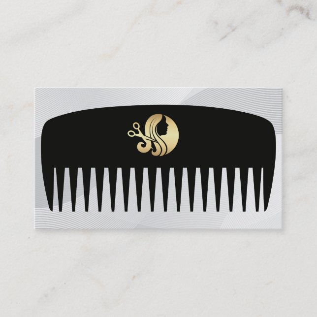 Carte De Visite Logo des ciseaux de cheveux d'or | Salon (Devant)