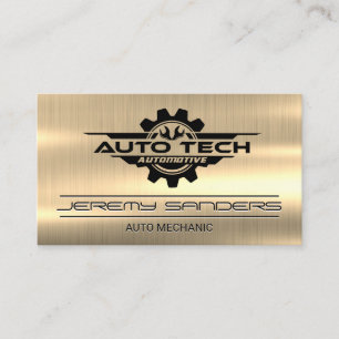 Carte De Visite Logo des clés Auto Tech   Métal or