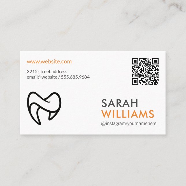 Carte De Visite Logo des dents | Code QR (Devant)