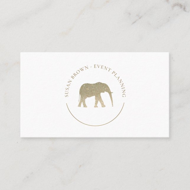 Carte De Visite Logo des éléphants de Faux Parties scintillant (Devant)