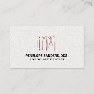 Carte De Visite Logo des outils dentaires   Rose
