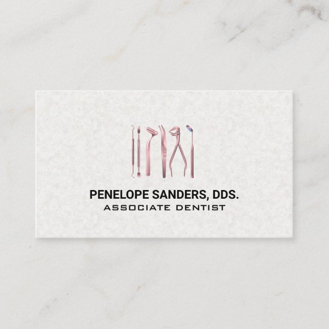 Carte De Visite Logo des outils dentaires | Rose (Devant)