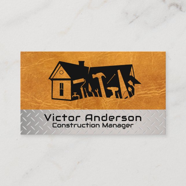 Carte De Visite Logo des outils du constructeur de l'entrepreneur  (Devant)