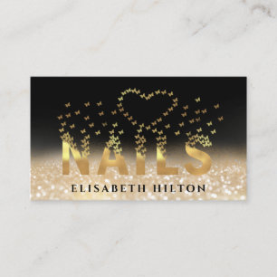 Carte De Visite Logo des papillons de luxe en or glitterie