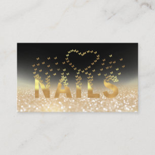 Carte De Visite Logo des papillons de luxe en or glitterie