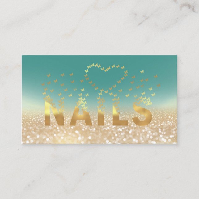 Carte De Visite Logo des papillons de luxe en or glitterie (Devant)
