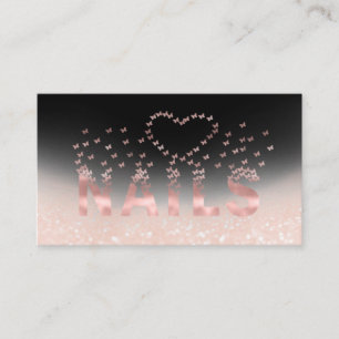 Carte De Visite Logo des papillons roses en or glitterie de luxe