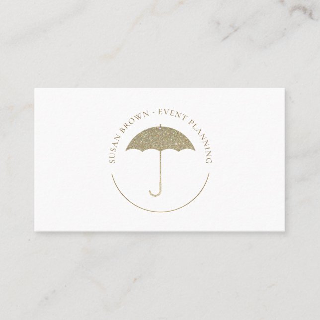 Carte De Visite Logo des parapluies de Faux Parties scintillant (Devant)