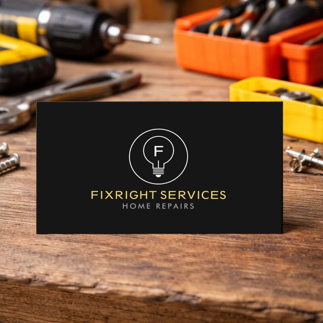 Carte De Visite Logo des services de bricolage minimaux Noir (Créateur téléchargé)