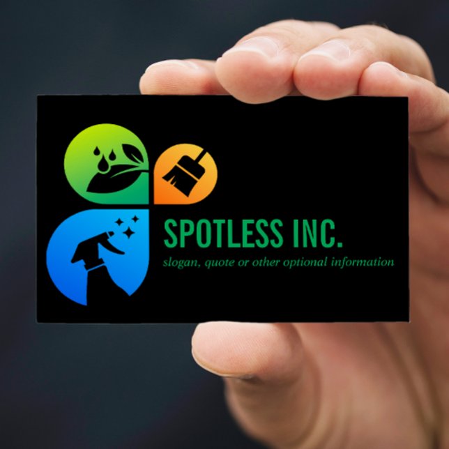 Carte De Visite Logo des services de nettoyage à la mode Black Mod (Créateur téléchargé)