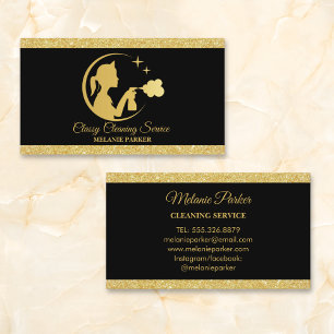 Carte De Visite Logo des services de nettoyage Classy Gold