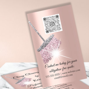 Carte De Visite Logo des services de nettoyage de maison de tenue 