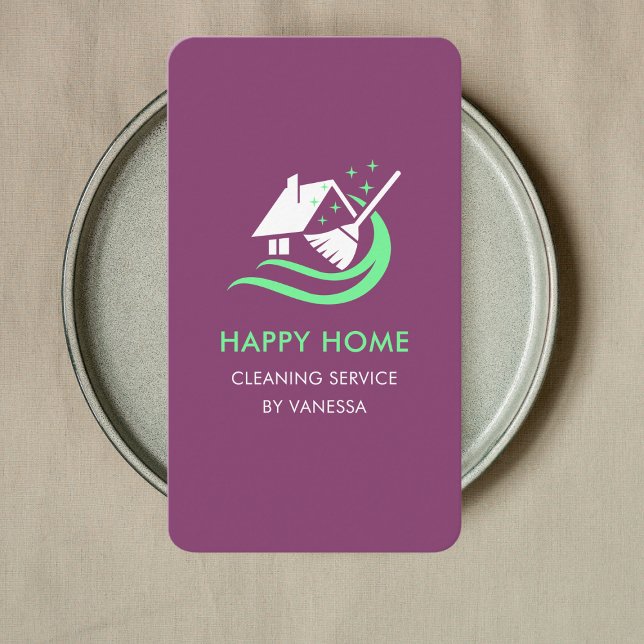 Carte De Visite Logo des services de nettoyage de maisons professi (Créateur téléchargé)
