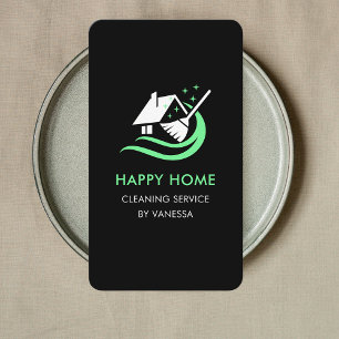 Carte De Visite Logo des services de nettoyage de maisons professi