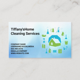 Carte De Visite Logo des services de nettoyage des maisons