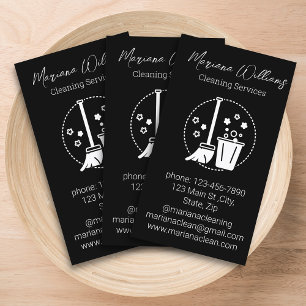 Carte De Visite logo des services de nettoyage simples noir blanc