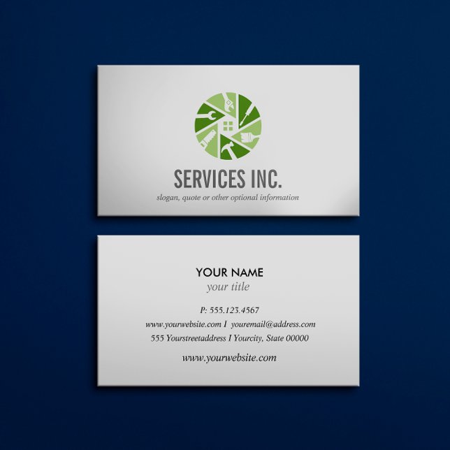 Carte De Visite Logo des services de réparation Green HOME profess (Créateur téléchargé)