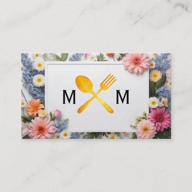 Carte De Visite Logo des ustensiles alimentaires | Arrière - plan  (Devant)