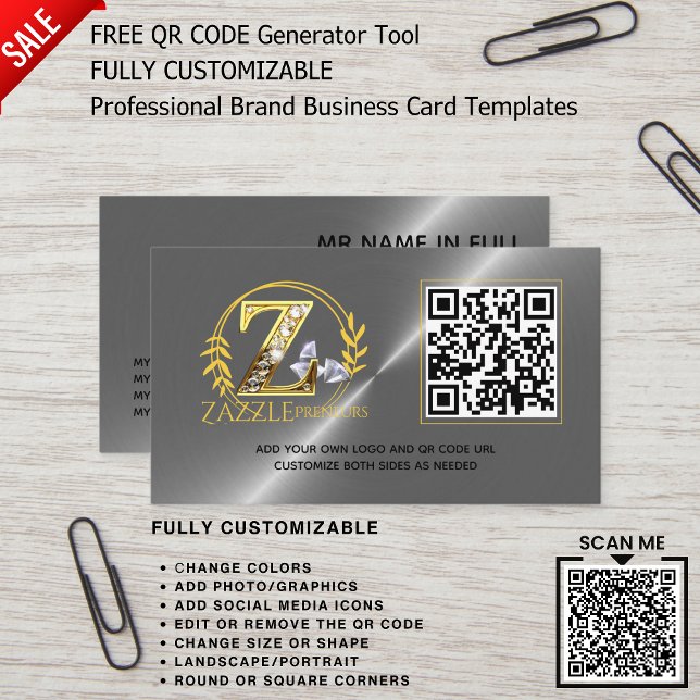 CARTE DE VISITE LOGO DESIGN PROFESSIONNEL MODÈLE DE CODE QR (professional logo design business template)