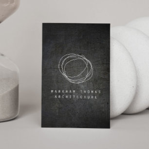 Carte De Visite Logo Designer Scribble sur Black Grunge Metal