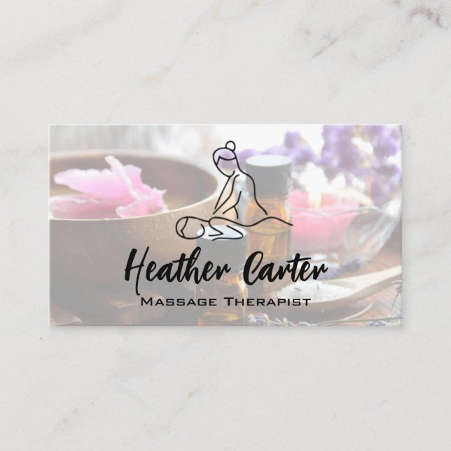 Carte De Visite Logo dessin ligne massage (Devant)