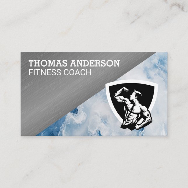 Carte De Visite Logo d'homme faisant des flexions | Forme physique (Devant)