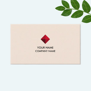Carte De Visite Logo diamant élégant bordeaux sur beige clair
