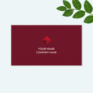 Carte De Visite Logo diamant élégant bordeaux sur fond bordeaux