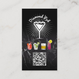 Carte De Visite Logo Diamond Martini en verre   Code QR