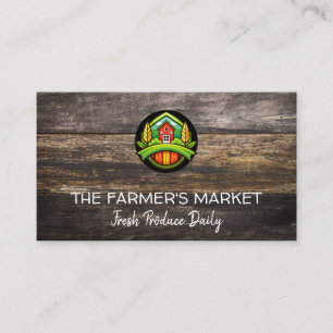 Carte De Visite Logo d'illustration de ferme Panneaux en bois