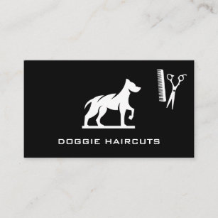 Carte De Visite Logo Dog Standing   Comb ciseaux