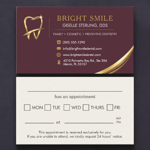 Carte De Visite Logo Doré Bourgogne Dentiste Rendez-vous Dentaire