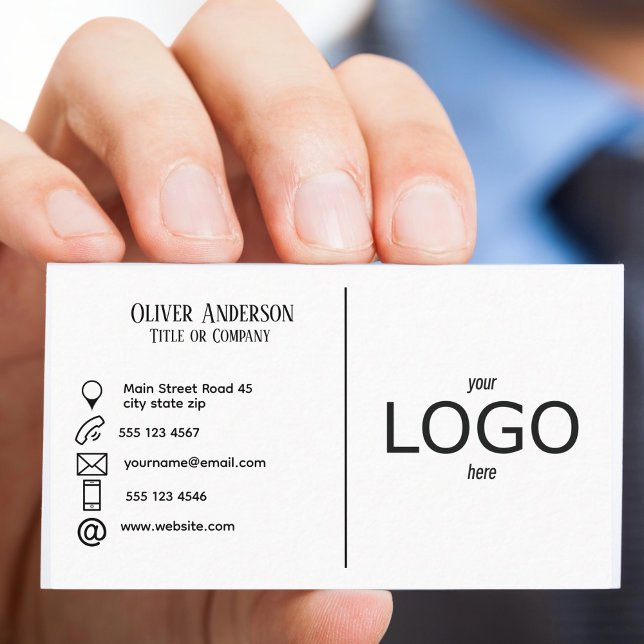 Carte De Visite Logo double face noir et blanc (Modern double sided logo business card)