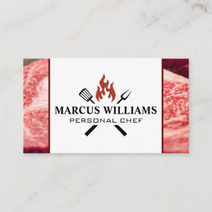 Carte De Visite Logo du barbecue   Steaks bruts