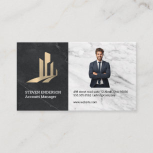 Carte De Visite Logo du bâtiment immobilier Homme d'affaires en