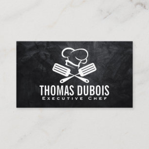 Carte De Visite Logo du Casquette Spatula et Chef   Cuisine gastro