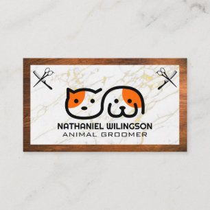 Carte De Visite Logo du chat chien   Outils de toilettage pour ani