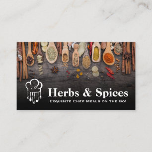 Carte De Visite Logo du chef Herbes et épices sur cuillères