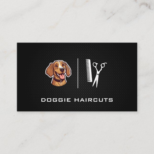 Carte De Visite Logo du chien heureux | Outils Groomer (Devant)