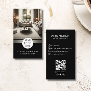 Carte De Visite Logo du concepteur intérieur Photo QR Médias socia