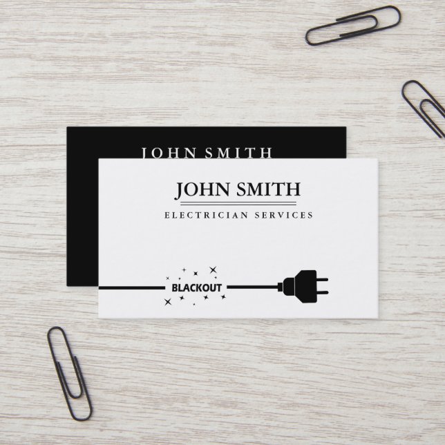 Carte De Visite Logo du cordon d'extension électrique moderne Noir (Devant/Arrière en situation)