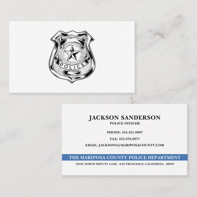 Carte De Visite Logo du département de police pour l'application d (Devant / Derrière)