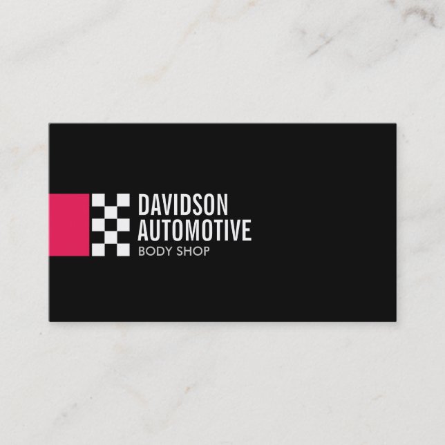 Carte De Visite Logo du drapeau de course moderne dans Red Automot (Devant)