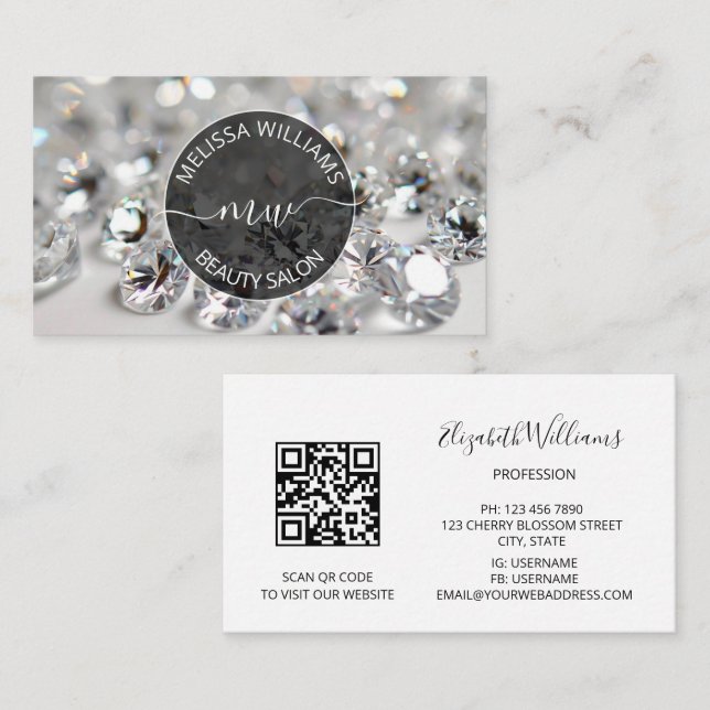 Carte De Visite Logo du magasin de bijoux Diamonds (Devant / Derrière)