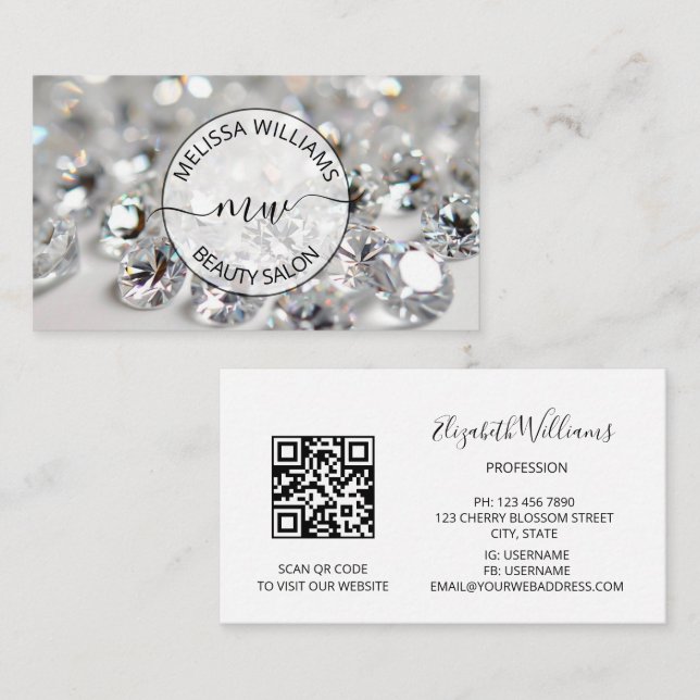 Carte De Visite Logo du magasin de bijoux Diamonds (Devant / Derrière)