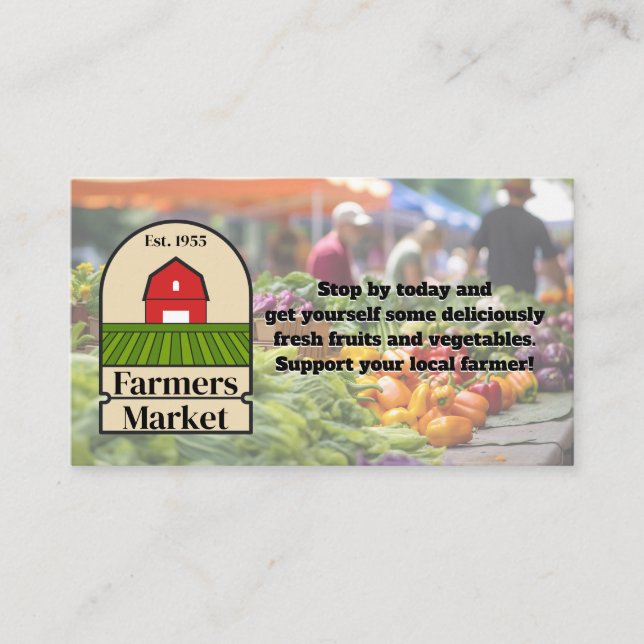 Carte De Visite Logo du marché agricole | Produire (Devant)