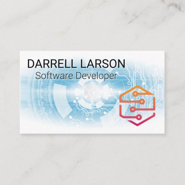 Carte De Visite Logo du matériel informatique de technologie (Devant)