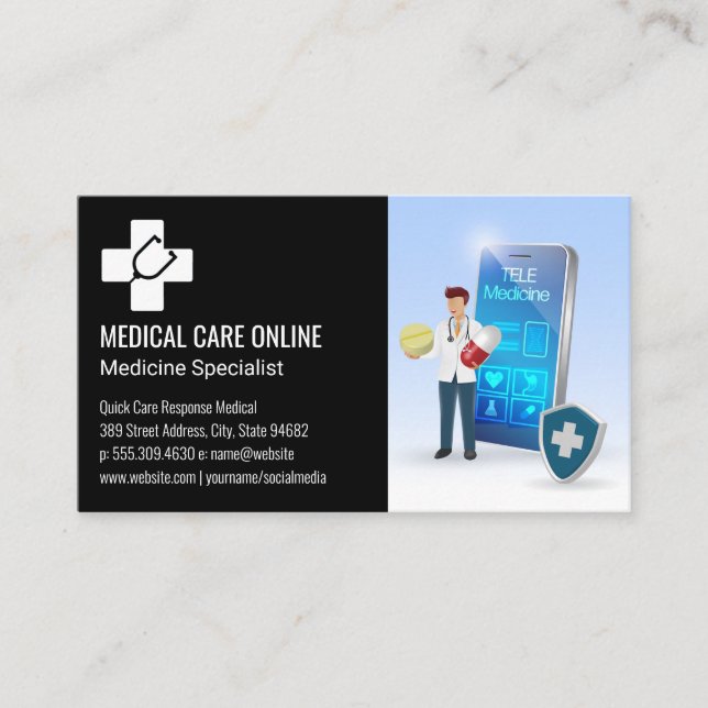 Carte De Visite Logo du médecin | Applications Docteur en ligne (Devant)