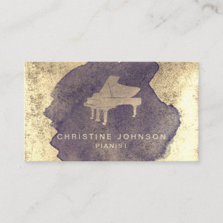 Carte De Visite logo du piano à éclaboussures bleu foncé